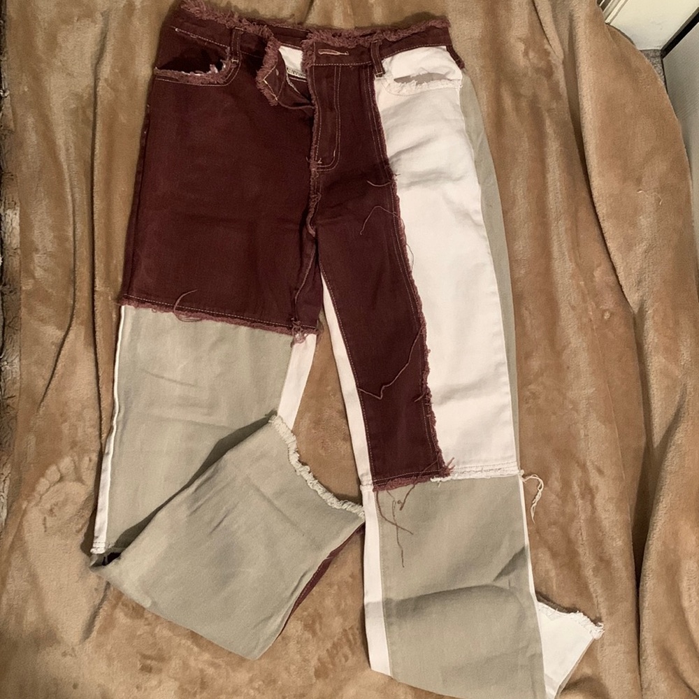 Shein color block jeans